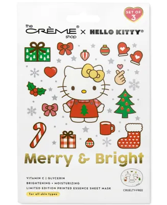 The Creme Shop x Hello Kitty Merry & Bright Printed Essence Sheet Mask, Set of 3