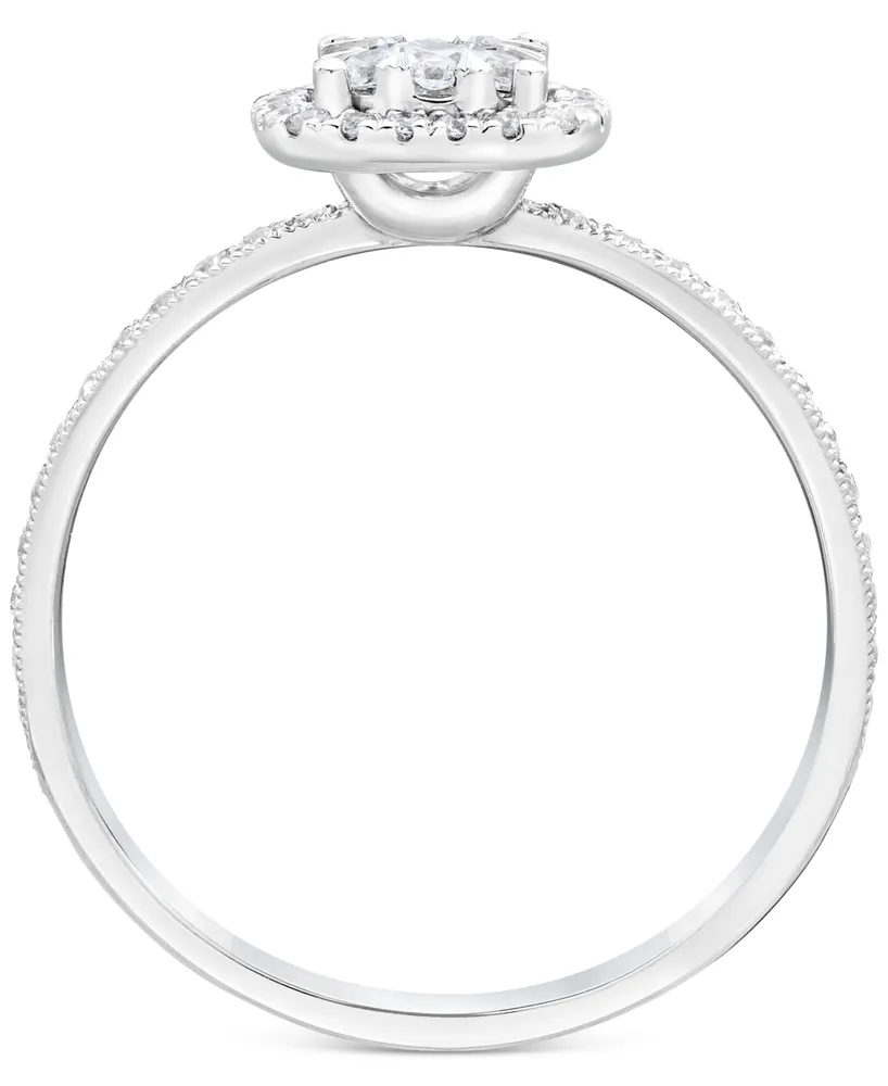 Diamond Halo Cluster Diamond Engagement Ring (3/8 ct. t.w.) in 14k White Gold