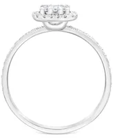 Diamond Halo Cluster Diamond Engagement Ring (3/8 ct. t.w.) in 14k White Gold