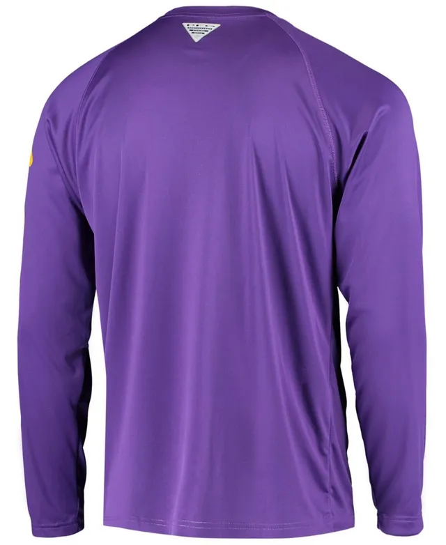 Columbia Men's Purple Lsu Tigers Terminal Tackle Omni-Shade Long Sleeve  T-shirt