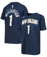 Big Boys and Girls Zion Williamson Navy New Orleans Pelicans Logo Name and Number Performance T-shirt