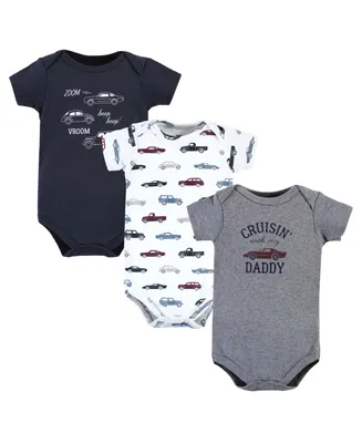 Hudson Baby Baby Boys Cotton Bodysuits, Cars, 3-Pack