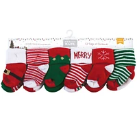 Hudson Baby Boys Unisex Cotton Rich Newborn and Terry Socks, 12 Days Of Christmas, 0-6 Months