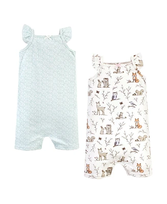 Hudson Baby Girls Cotton Rompers, Months
