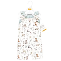 Hudson Baby Baby Girls Hudson Cotton Rompers, Enchanted Forest, 9-12 Months