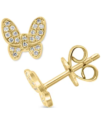 Effy Diamond (1/8 ct.t.w.) Butterfly Stud Earrings Sterling Silver or 14k Gold-Plated