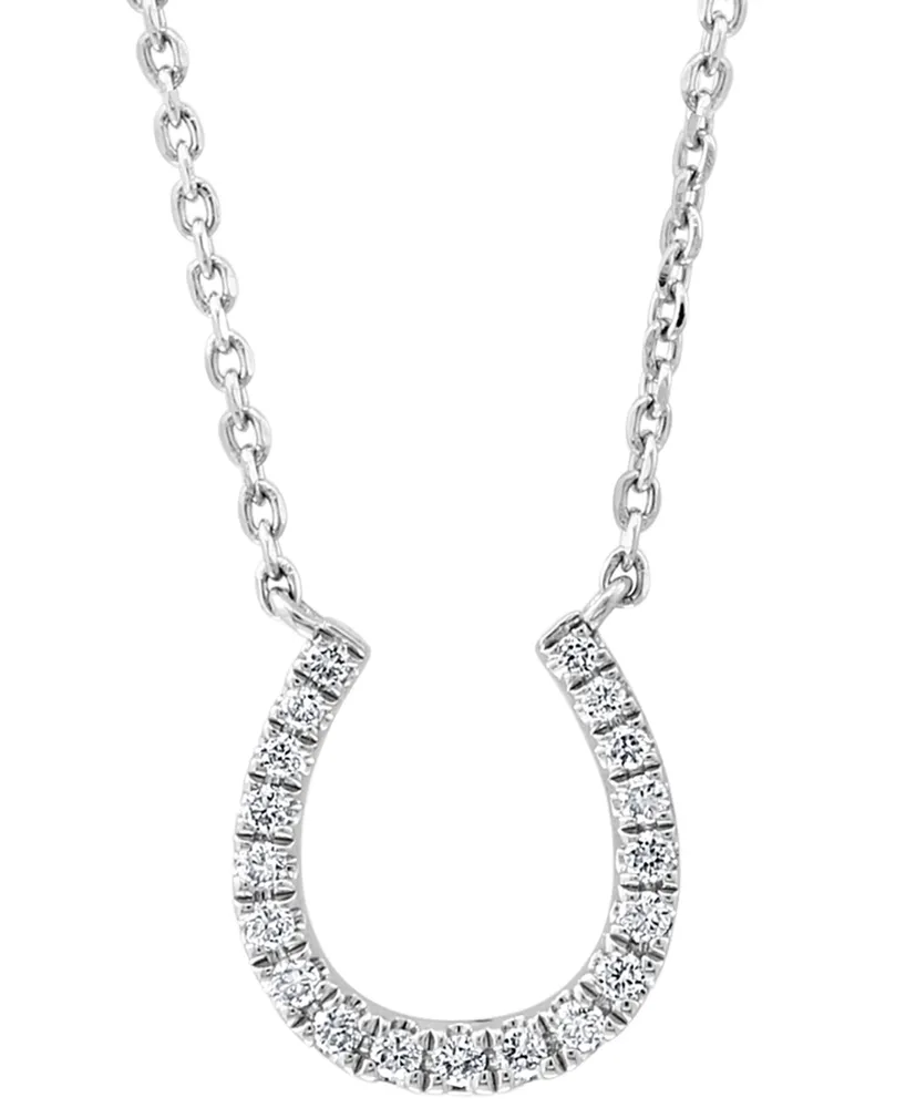 Effy Diamond Horseshoe 18" Pendant Necklace (1/6 ct. t.w.) in Sterling Silver