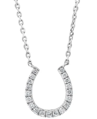 Effy Diamond Horseshoe 18" Pendant Necklace (1/6 ct. t.w.) in Sterling Silver