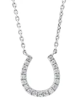 Effy Diamond Horseshoe 18" Pendant Necklace (1/6 ct. t.w.) in Sterling Silver