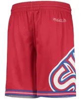 Big Boys Red Philadelphia 76Ers Hardwood Classics Throwback Face Mesh Shorts