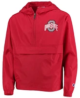 Big Boys Scarlet Ohio State Buckeyes Pack and Go Quarter-Zip Windbreaker Jacket