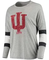 Women's Heather Gray Indiana Hoosiers Swell Stripe Long Sleeve T-shirt