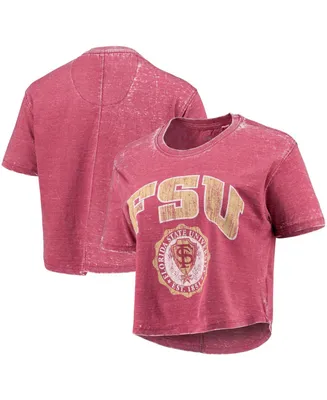 Women's Garnet Florida State Seminoles Edith Vintage-Inspired Burnout Crop T-shirt