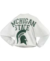 Women's White Michigan State Spartans Raw Hem Cropped Long Sleeve T-shirt