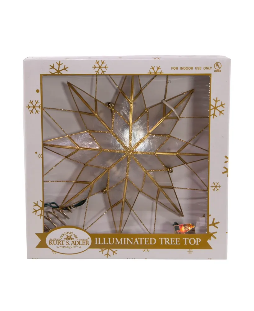 Kurt Adler 9.65" Ul 10-Light 8-Point Capiz Star Lighted Tree Topper