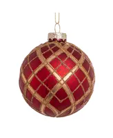 Kurt Adler 80 Mm Plaid Glass Ball Ornaments 6 Piece Set