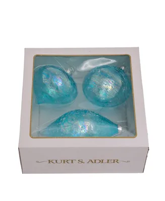 Kurt Adler 80 Mm Finial, Onion and Ball Glass Ornaments 3 Piece Set