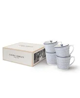 Laura Ashley Blueprint Collectables 9 Oz Candy Stripe Mugs in Gift Box, Set of 4