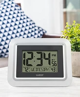 La Crosse Technology 513-1918S-int Atomic Digital Wall Clock with Temperature - Silver