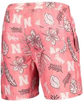 Men's Scarlet Nebraska Huskers Vintage-Like Floral Swim Trunks