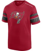 Men's Red Tampa Bay Buccaneers Textured Hashmark V-Neck T-shirt