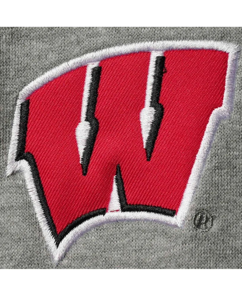 Men's Heathered Gray Wisconsin Badgers Tortugas Team Logo Quarter-Zip Jacket