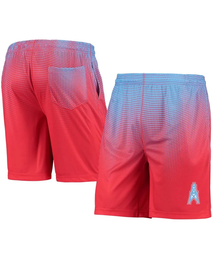 Men's Light Blue and Red Houston Oilers Gridiron Classic Pixel Gradient Training Shorts