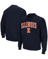 Men's Navy Illinois Fighting Illini Arch Logo Crew Neck Sweatshirt