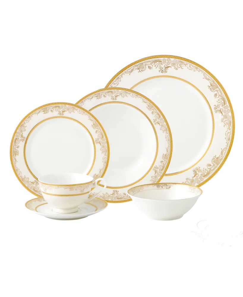 Dinnerware New Bone China, Service for 4 by Lorren Home Trends, Set of 24 - Gold