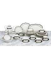 Lorren Home Trends Wavy Mix and Match Bone China Service for 8-Fiona, Set of 57