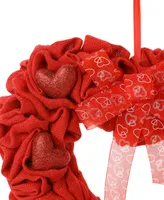 Glitzhome 19.25" Fabric Valentine's Heart Wreath