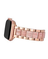 Anne Klein Women's Marbleized Pink Acetate and Rose Gold-Tone Alloy Metal Bracelet designed for Apple Watch 42mm (Series 1-3 only) & 44/45/46/49mm (Ul