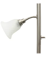 Lalia Home Torchiere Floor Lamp with 2 Reading Lights and Scalloped Glass Shades