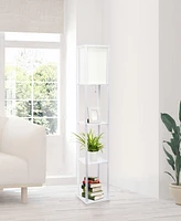 Lalia Home Column Shelf Floor Lamp with Linen Shade