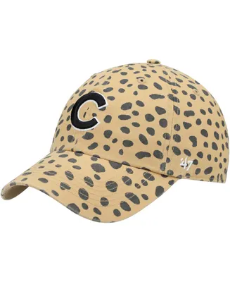 Women's Tan Chicago Cubs Cheetah Clean Up Adjustable Hat