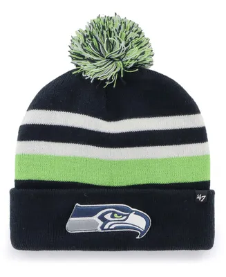 Men's College Navy Seattle Seahawks State Line Cuffed Knit Hat with Pom