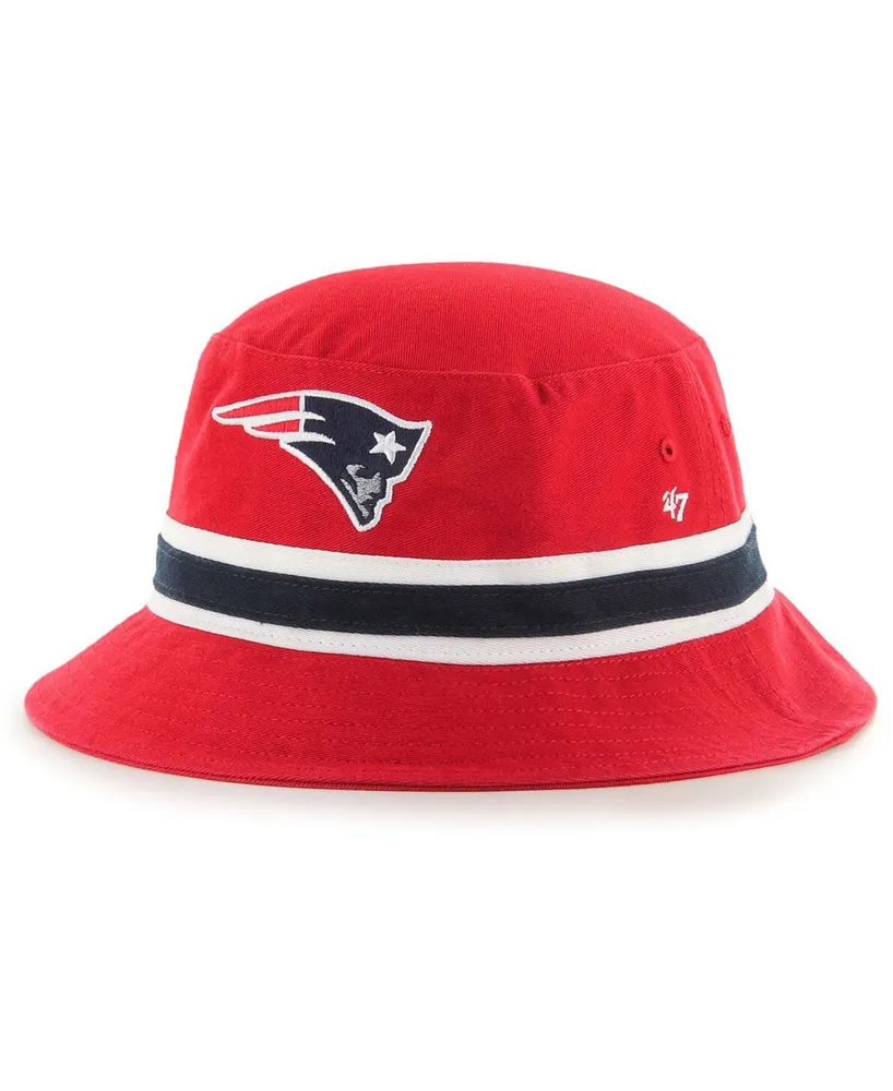 Men's Red New England Patriots Striped Bucket Hat