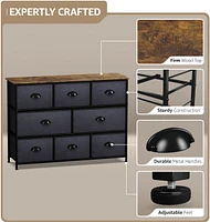 Sorbus 8 Drawers Wide Dresser - Organizer Unit with Steel Frame Wood Top and handle