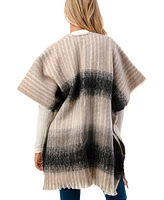 Marcus Adler Women's open-Front Ombre Plaid Fringe Kimono