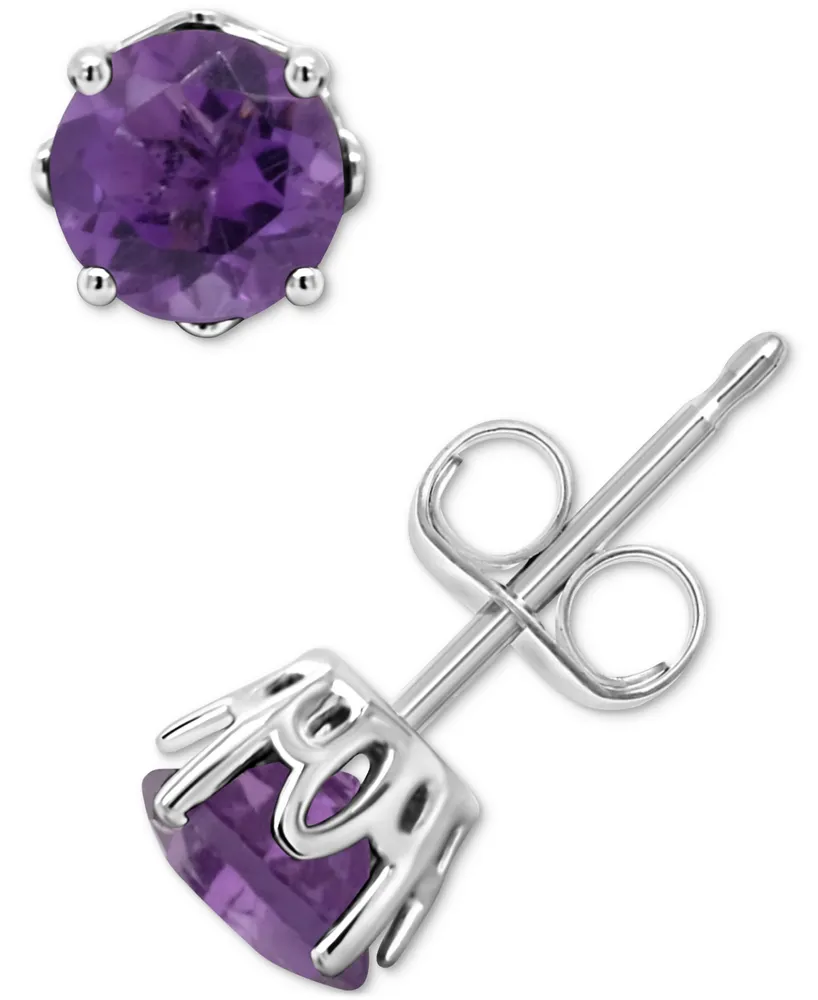 Rhodolite Garnet Stud Earrings (1-1/5 ct. t.w.) Sterling Silver (Also Opal, Citrine, White Topaz, Peridot, Aquamarine, and Amethyst)