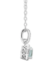 Aquamarine Solitaire 18" Pendant Necklace (3/8 ct. t.w.) Sterling Silver