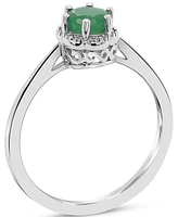 Emerald Six Prong Solitaire Ring (5/8 ct. t.w.) Sterling Silver (Also Ruby & Sapphire)