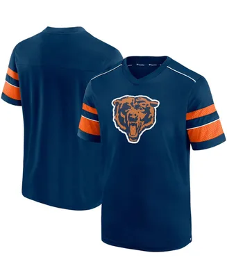 Men's Navy Chicago Bears Textured Throwback Hashmark V-Neck T-shirt