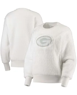 Women's White Green Bay Packers Milestone Tracker Pullover Sweatshirt