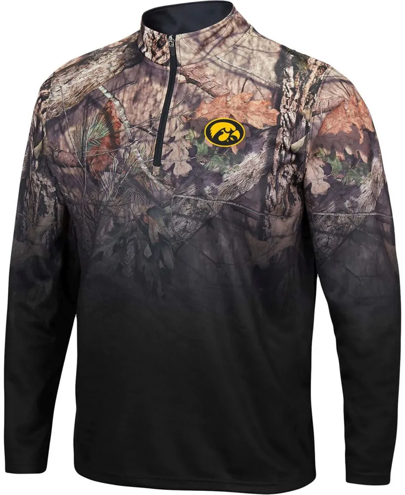 Men's Black Iowa Hawkeyes Mossy Oak Fleet Ii Quarter-Zip Jacket