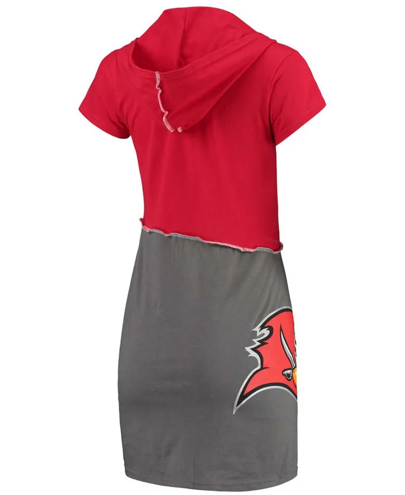 Women's Refried Apparel Red and Pewter Tampa Bay Buccaneers Hooded Mini Dress