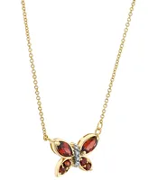 Rhodolite Garnet (3/4 ct. t.w.) & Diamond (1/20 ct. t.w.) Butterfly 18" Pendant Necklace in 14k Gold