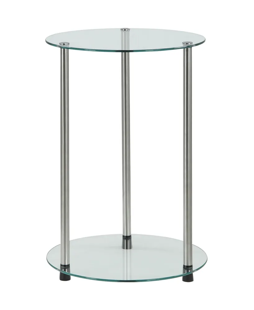 Convenience Concepts 15.75" Glass Designs2Go 2 Tier Round End Table