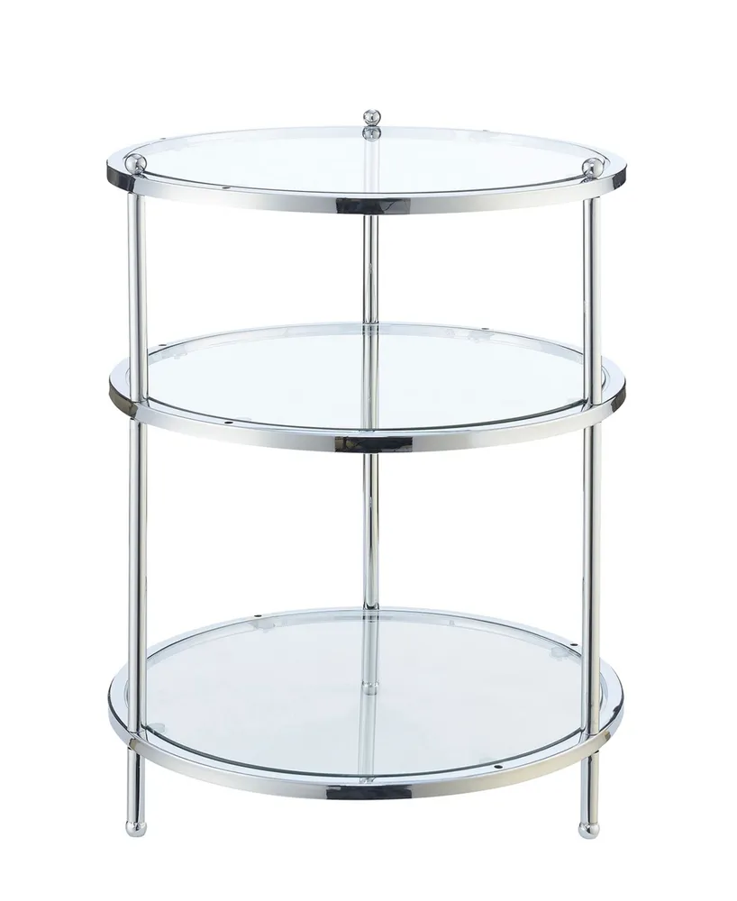 Royal Crest 3 Tier Round Glass End Table