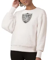 Women's White Las Vegas Raiders Milestone Tracker Pullover Sweatshirt